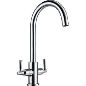 Chrome Kitchen Sink Mixer Tap | Swan Neck Twin Lever