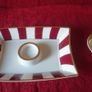Bernardaud Limoges Nestle 2001 Gold Gilt Burgundy Tray With Dipping Cup Set Image 5