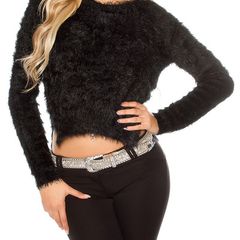 _high_low_soft_sweater__Color_BLACK_Size fits s-m