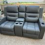 Titan Dark Grey Leather Wireless Charging Recliner Sofa Image 4