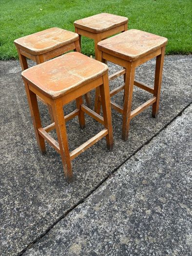 Vintage Lab stools with dished seats