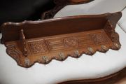 French Carved Oak Wall Coat Rack