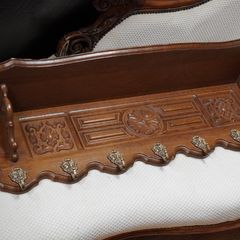 French Carved Oak Wall Coat Rack