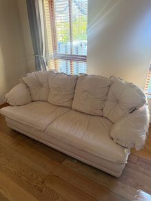 Leather cream sofa