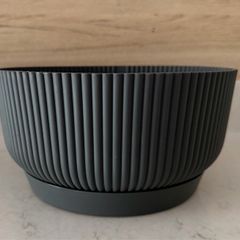 Flower pot elho vibes fold bowl 25 cm, Anthracite plus saucer