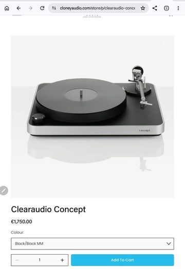 Hi End Audiophile Quality Clearaudio Concept Turntable With a top Verify tonearm upgrade, absolutely Pristine like New boxed Stunning