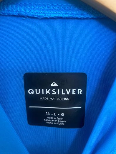 Quicksilver Boys Blue Short Sleeve Rash Vest - Age 14 Years