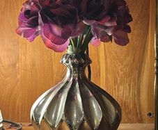 Artificial Flowers with Silver Vase