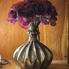 Artificial Flowers with Silver Vase