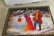 Vintage 1991 Fedoskino Russian Lacquer Box Peasant Lovers Scene.