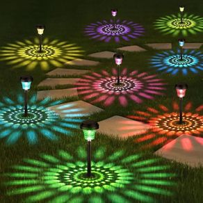 Garden Lights Solar Powered Waterproof,8 Pack Solar Lights Outdoor Garden Stake with Warm White & RGB,Ultra-Bright Solar Stake Lights Garden Ornaments,Solar Path Lights for Yard Lawn Landscape