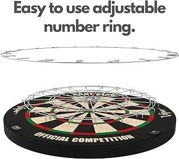 (ONLY 1 IN STOCK) Bristle Steel Tip Dartboard Set with Staple-Free Bullseye, Galvanized Metal Radial Spider Wire Includes 6 Darts, Black, 17.75 inch