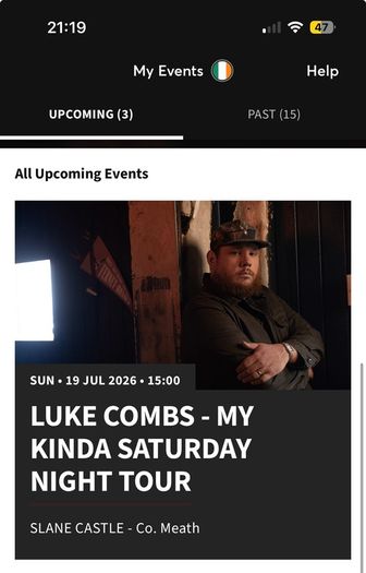 2x Luke Combs Tickets Sunday 19th
