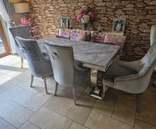Dining Table, 4 Chairs & Long Stool