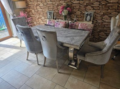 Dining Table, 4 Chairs & Long Stool