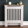White Small Modern Shaker Style Vertical Slat Design For Optimal Heat Circulation - H83.3xW78xD19cm - Painted MDF Cabinet with Wood Top Shelf Image 2