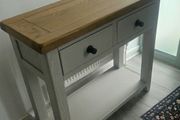 2 Drawer Grey &amp; Solid Oak Console Table