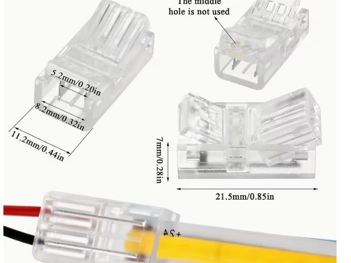10pcs of LED Strip Connectors, Transparent Solderless LED Adapter Connectors Suitable for Strip Lights, Featuring Seamless Track Lighting Connectors (2 Pins, 8 Mm)