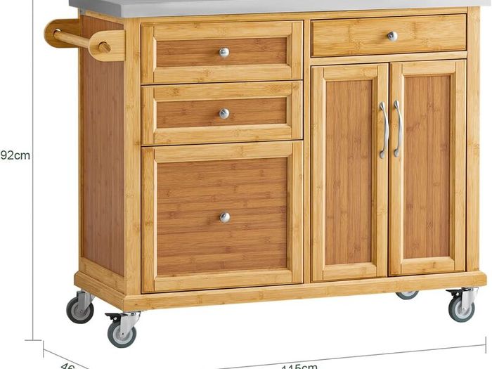 Kitchen Cabinet Stainless Steel Worktop Kitchen Island High-Quality Bamboo
