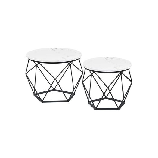 2 x side table  Coffee Table Set White-Black or Brown 2 Pieces