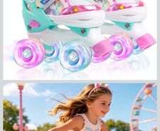 Kids Adjustable Unicorn Roller Skates (Light-Up Wheels) - Size S (UK 6C-9C)