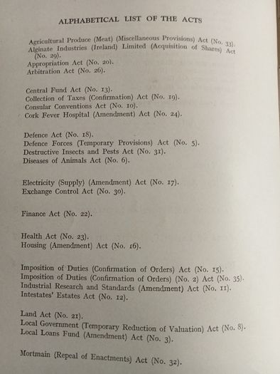 The acts of the Oireachtas passed in the year 1954