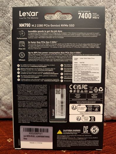Lexar 4tb Nm790 M.2 2280 Pcie Nvme 4.0 Ssd