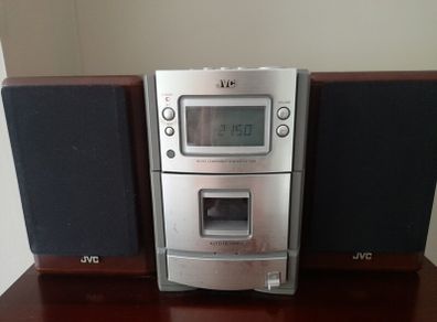 JVC radio, CD and Tape cassette system. Compact size.