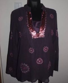 Litllewoods Canvas wardrobe 2 part set  Embroidered sequin blouse with cami top size UK16 EU44 Postage included