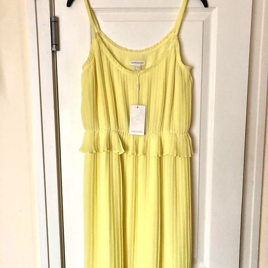 Monsoon pale yellow Midi Dress UK10