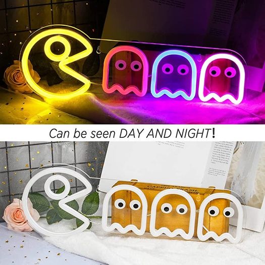 Neon Signs Specter LED Lights Sign Gamer Room Retro Arcade Decor 17x5.9 with USB/Switch Ghost Neon Kids Lights Hang up for Gaming Zone Man Cave