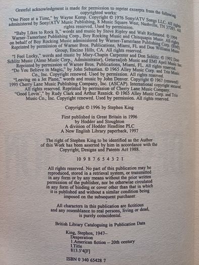 Desperation by Stephen King (Horror Vintage Paperback 1997)