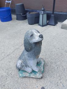 concrete dog ornament