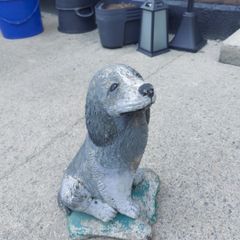 concrete dog ornament