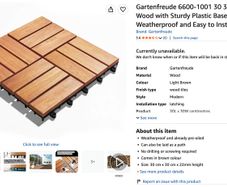Gartenfreude 6600-1001 30 30cm Acacia Wood with Sturdy Plastic Base Decking Tiles Weatherproof and Easy to Install (Set of 10)