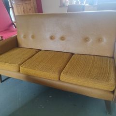 Iconic vintage mid-century 3-piece mustard living room suite
