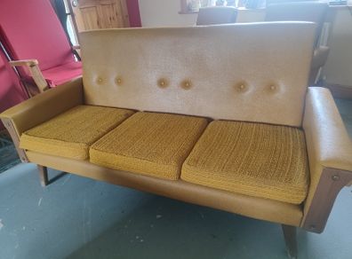 Iconic vintage mid-century 3-piece mustard living room suite