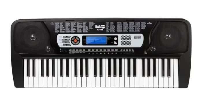 54 Key Keyboard Piano with Power Supply, Sheet Music Stand, Piano Note Stickers & Simply Piano Lessons, Black