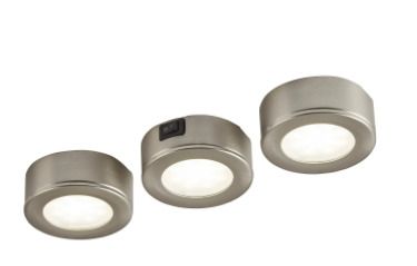 Colours Esmo Brushed Chrome effect Mains-powered LED Under cabinet light IP20 (W)24mm, Pack of 3