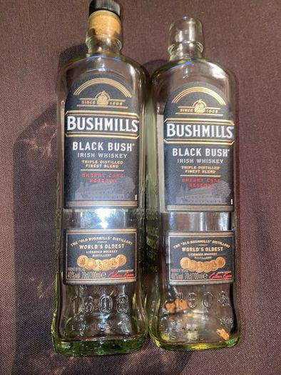 Bushmills black bush whiskey Empty bottles