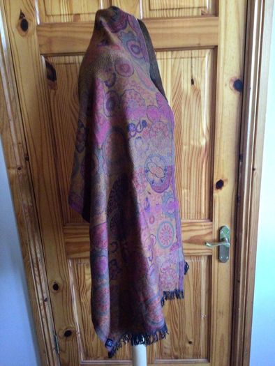 Orange Rust Tones Large Wool Blend Krish Shawl Scarf 70" x22" including postage
