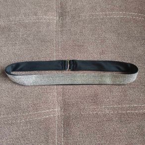 Black satin and silver details stretchy belt
