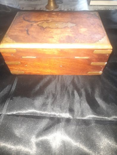 A Beautiful Old Brass and Wooden Jewellery Storage Box