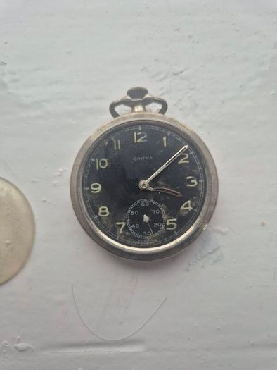 vintage Cintra military style pocket watch with sub seconds dial.
