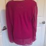 One Fuchsia Pink Beaded Chiffon Blouse Sheer Sleeve Party Evening Top UK16 Image 4