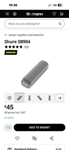 Shure GLXD1+ with cable and battery