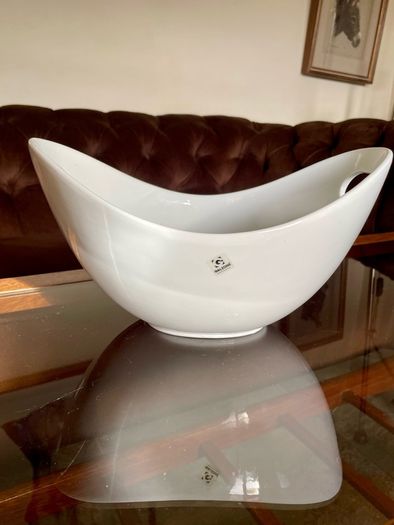 Pristine White Salad Sharing Bowl by Galzone Denmark with Handles