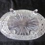 Vintage Sawtooth Rim and 4 Footed Glass Oval  Bowl Image 5