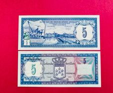 Netherlands Antilles 5 Gulden 1984 Pick 15b  ( Uncirculated )