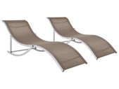 Folding Sun Loungers 2 pcs Taupe Textilene